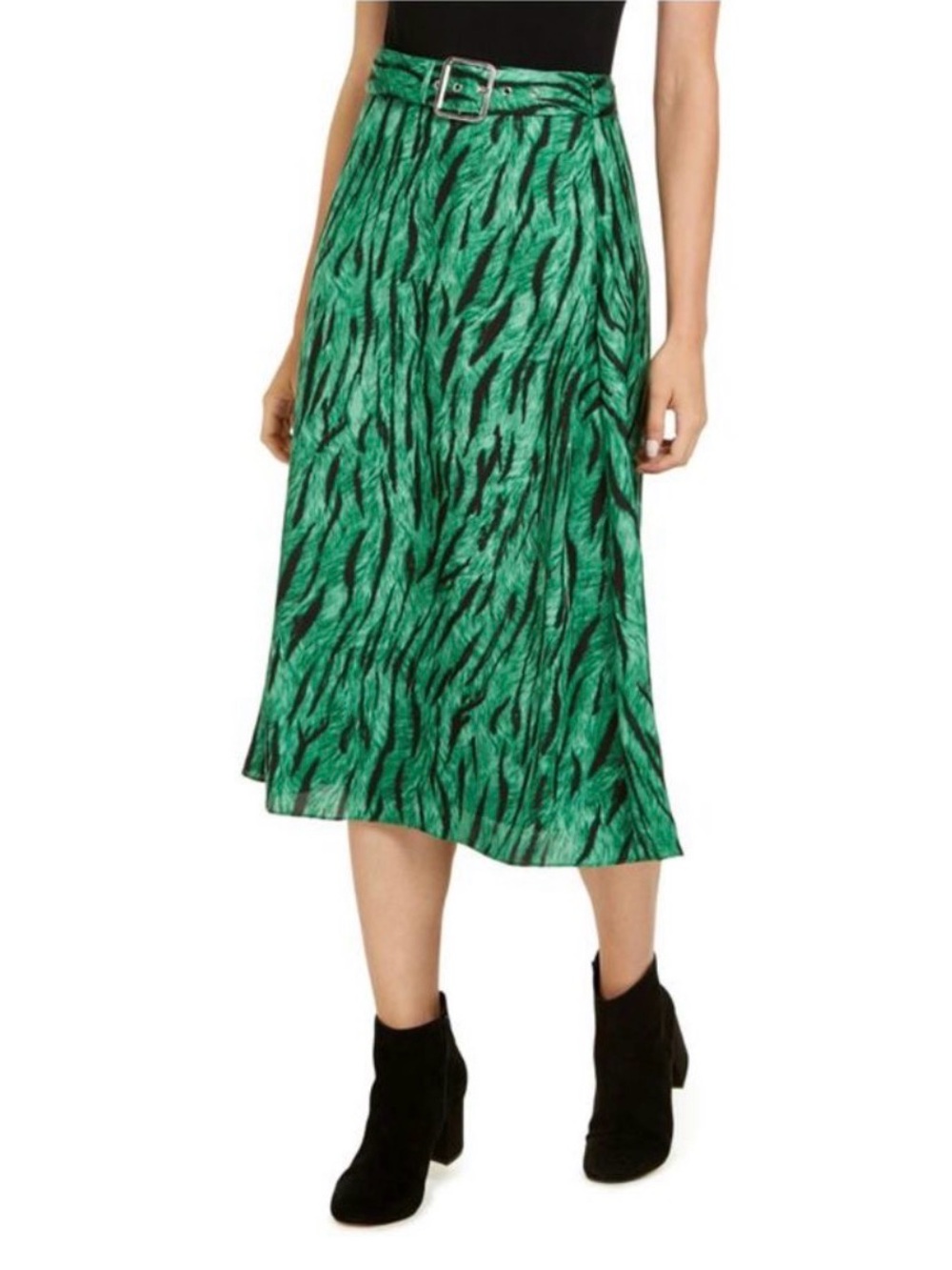 INC International Concepts Animal Print Skirt Green Black Size 14